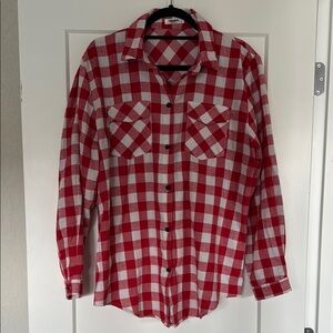 Zeagoo Red and White Plaid Blouse